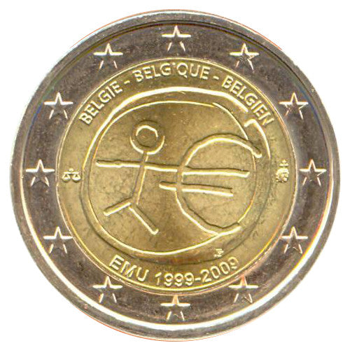 2 Euro Münze Belgien 2009 WWU Sondermünze UNC