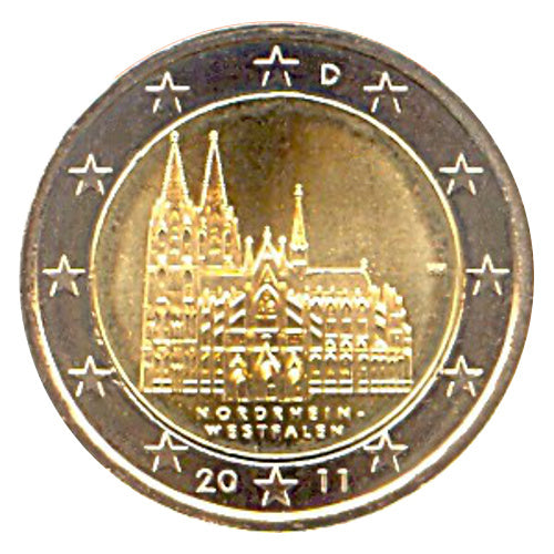 Moneta da 2 euro Germania 2011 A Renania Settentrionale-Vestfalia Moneta commemorativa UNC