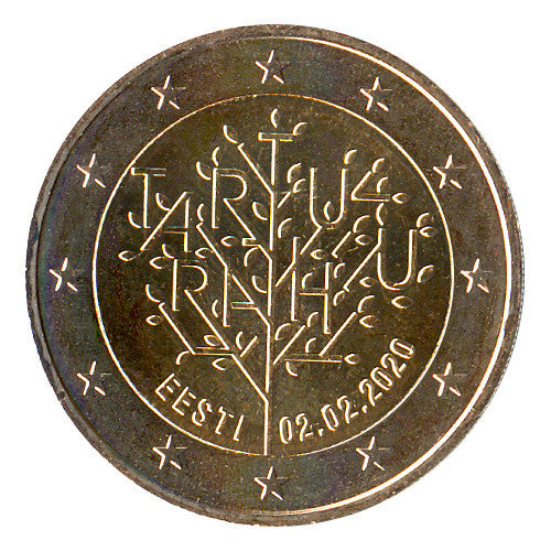 Moneta da 2 euro Estonia 2020 Trattato di Tartu Moneta commemorativa UNC