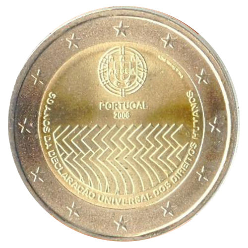 Moneta da 2 Euro Portogallo 2008 Diritti Umani Moneta Commemorativa UNC