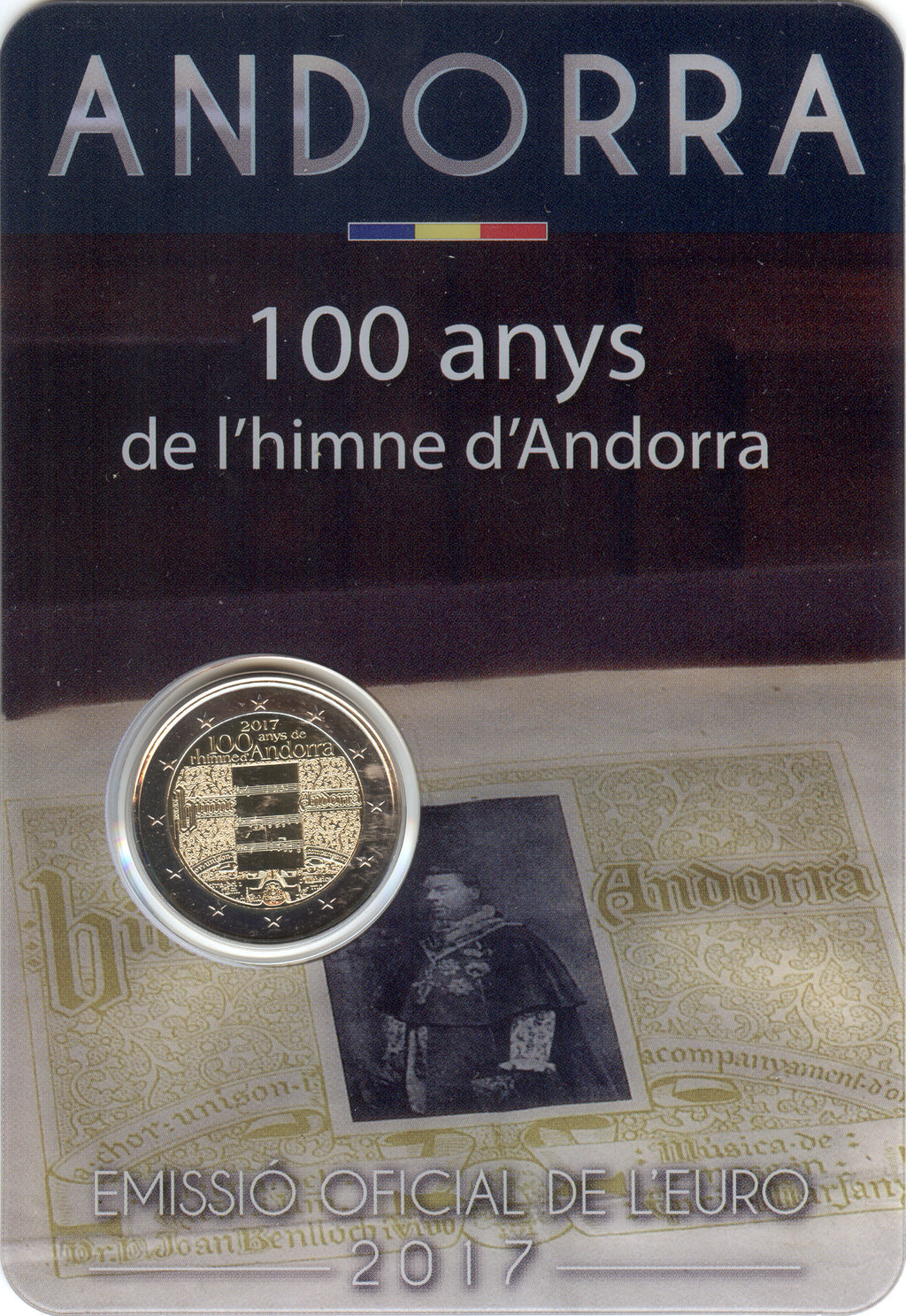 Moneta da 2 euro Andorra 2017 Inno Nazionale Moneta commemorativa UNC