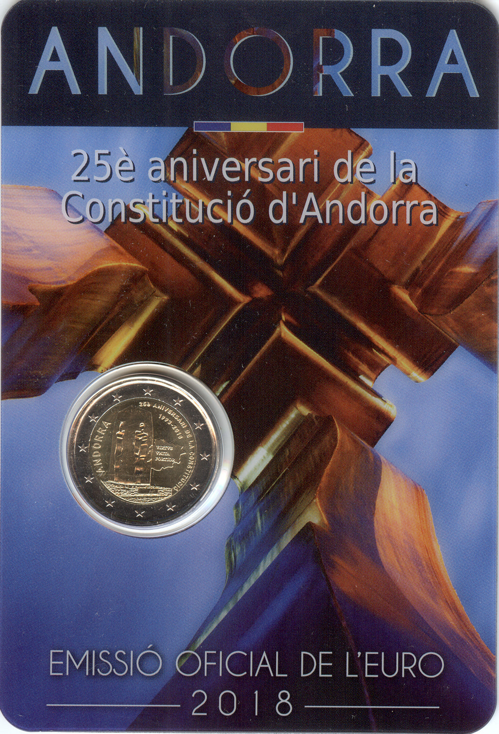 Moneta da 2 euro Andorra 2018 Costituzione Moneta commemorativa UNC