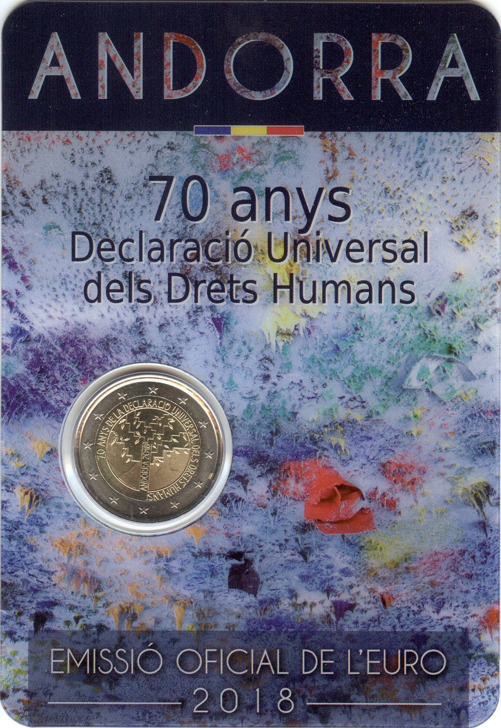 Moneta da 2 euro Andorra 2018 Diritti Umani Moneta commemorativa UNC