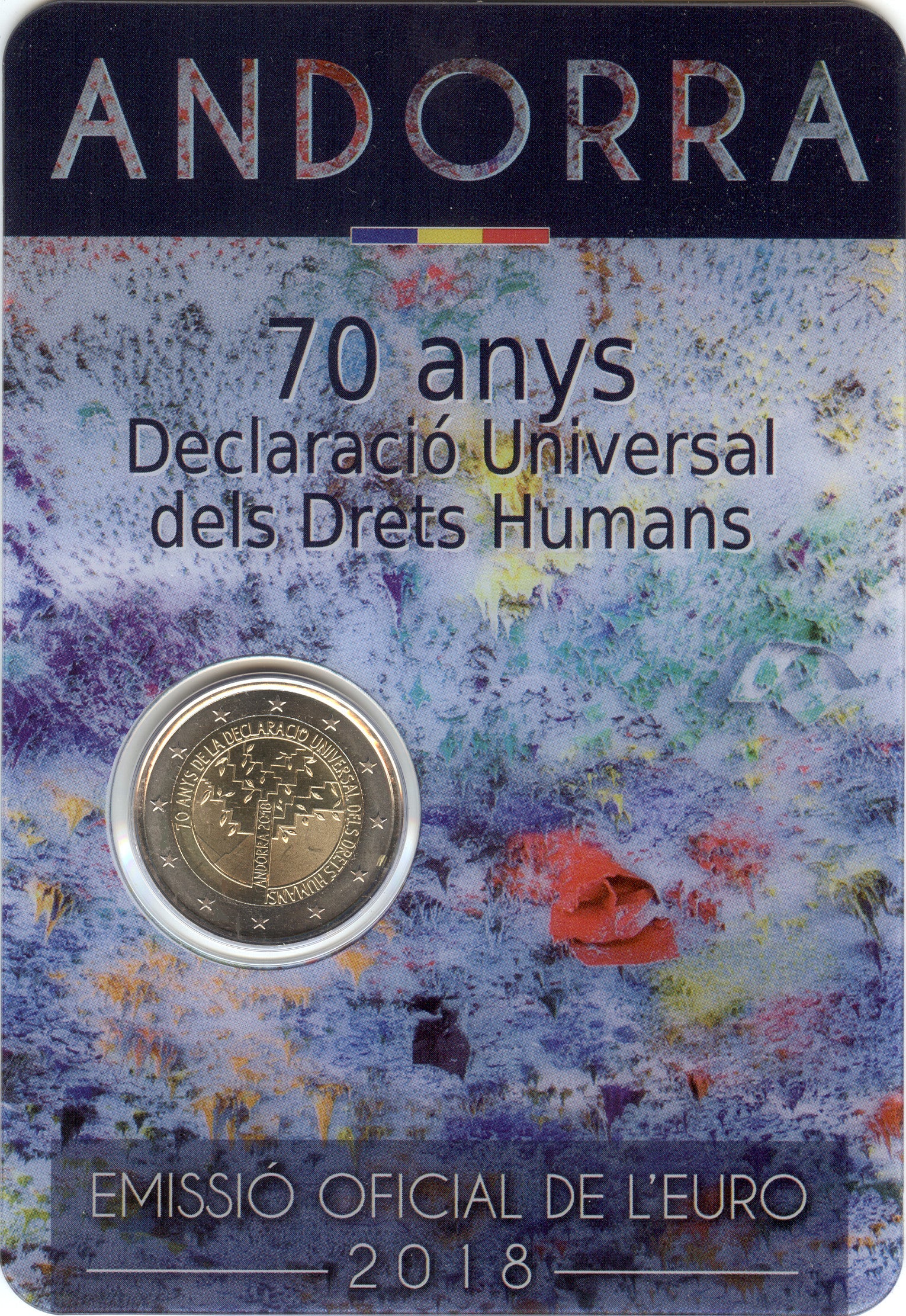 Moneta da 2 euro Andorra 2018 Diritti Umani Moneta commemorativa UNC
