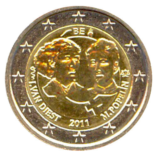 Moneta da 2 euro Belgio 2011 Giornata internazionale della donna Moneta commemorativa UNC
