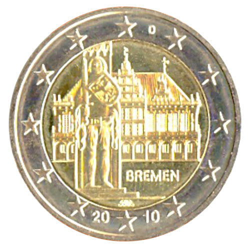 Moneta da 2 euro Germania 2010 F Brema Moneta commemorativa UNC