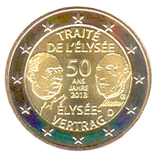 2 Euro Münze Deutschland 2013 G Élysée-Vertrag Sondermünze UNC