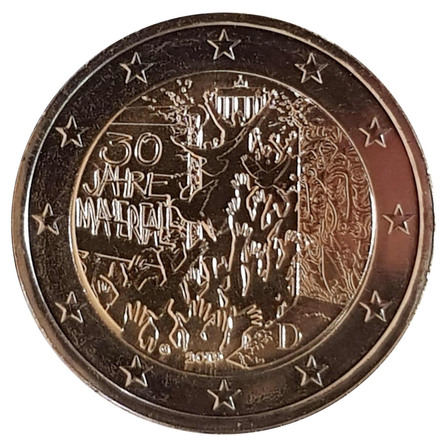 Moneta da 2 euro Germania 2019 G Caduta del Muro di Berlino Moneta commemorativa UNC