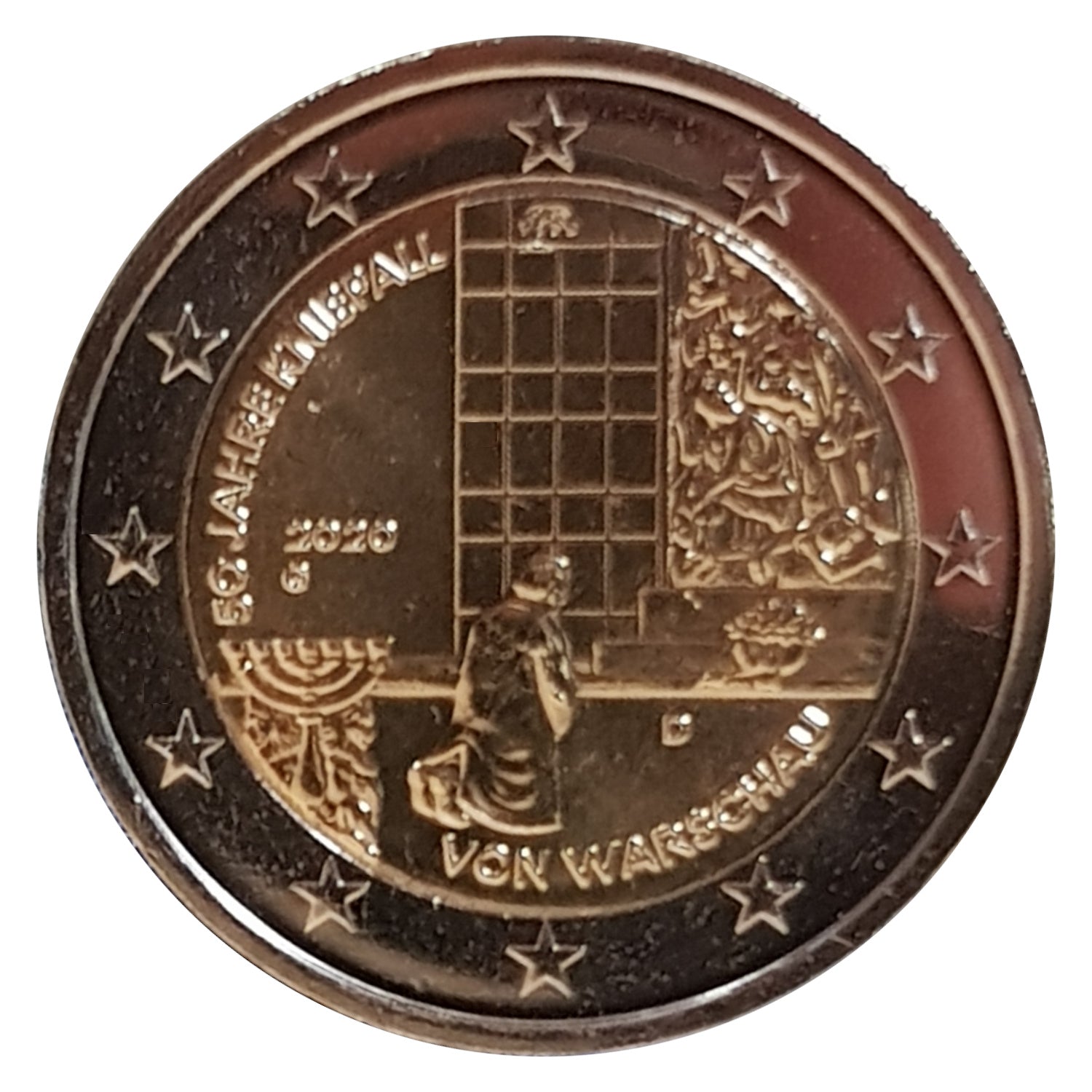 Moneta da 2 euro Germania 2020 G Ginocchio di Varsavia Moneta commemorativa UNC