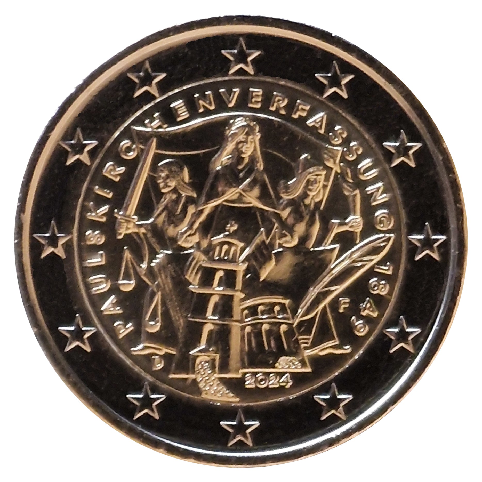 Moneta da 2 euro Germania 2024 F Costituzione della Chiesa di San Paolo Moneta commemorativa UNC
