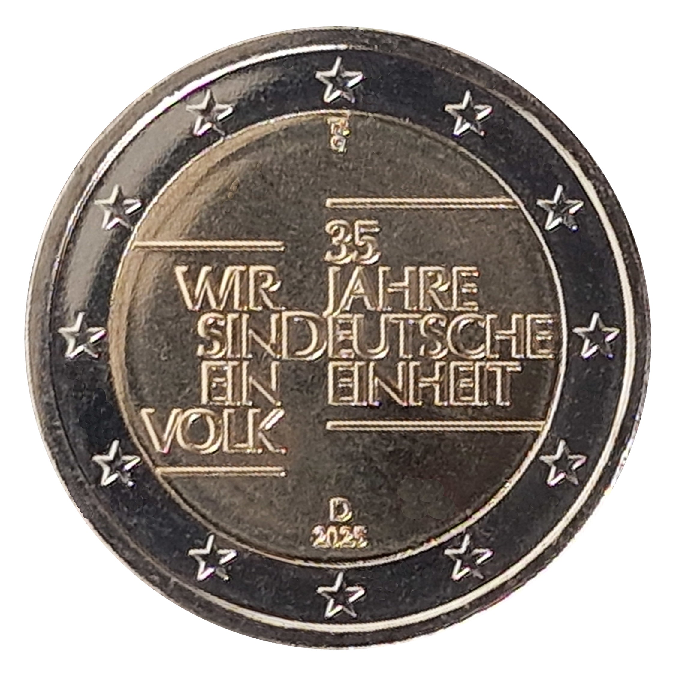 Pièce de 2 euros Allemagne 2025 G Unité allemande Pièce commémorative UNC