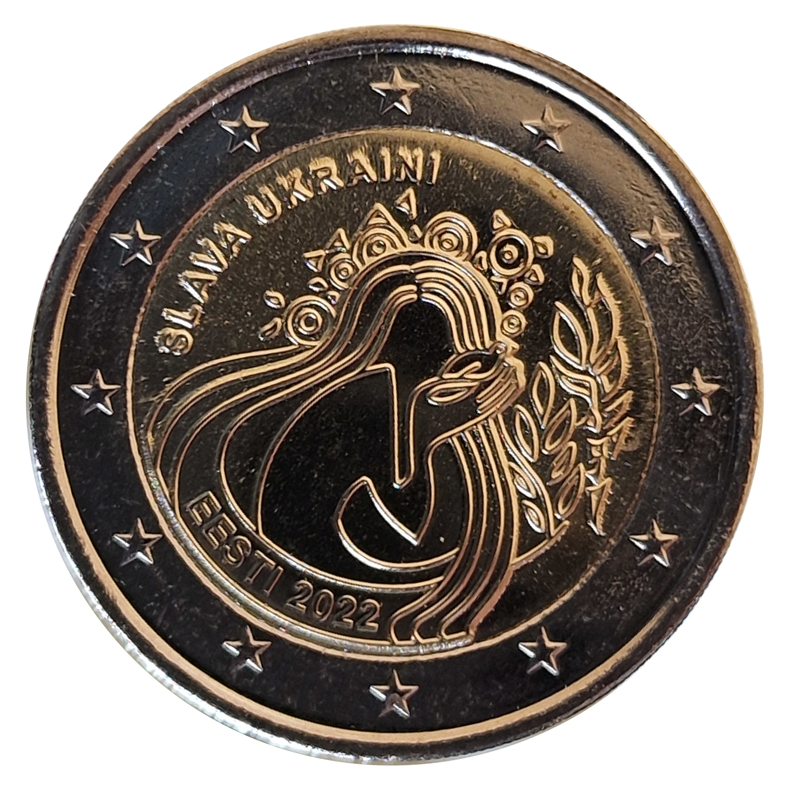 2 Euro Münze Estland 2022 Slava Ukraini - Ruhm der Ukraine Sondermünze UNC