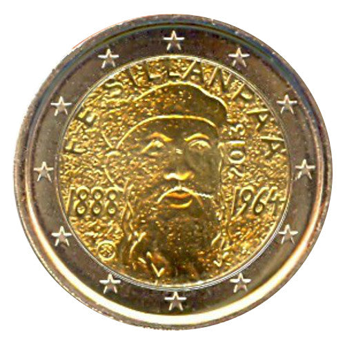 Moneta da 2 euro Finlandia 2013 F. E. Sillanpää Moneta commemorativa UNC