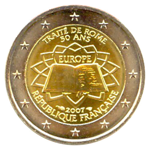 2 Euro Münze Frankreich 2007 Römische Verträge Sondermünze UNC
