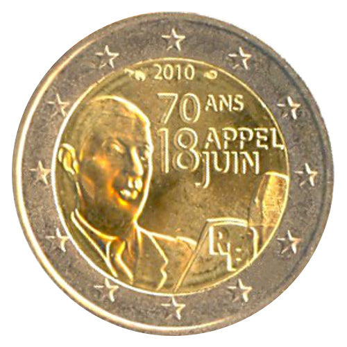 Moneta da 2 euro Francia 2010 Appello di de Gaulle Moneta Commemorativa UNC