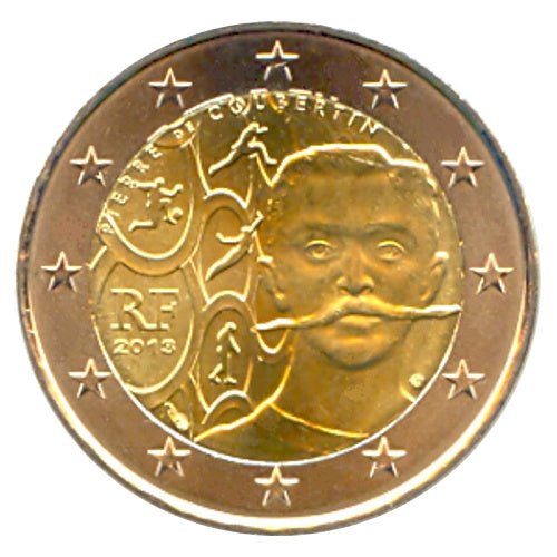 2 Euro Münze Frankreich 2013 Pierre de Coubertin Sondermünze UNC