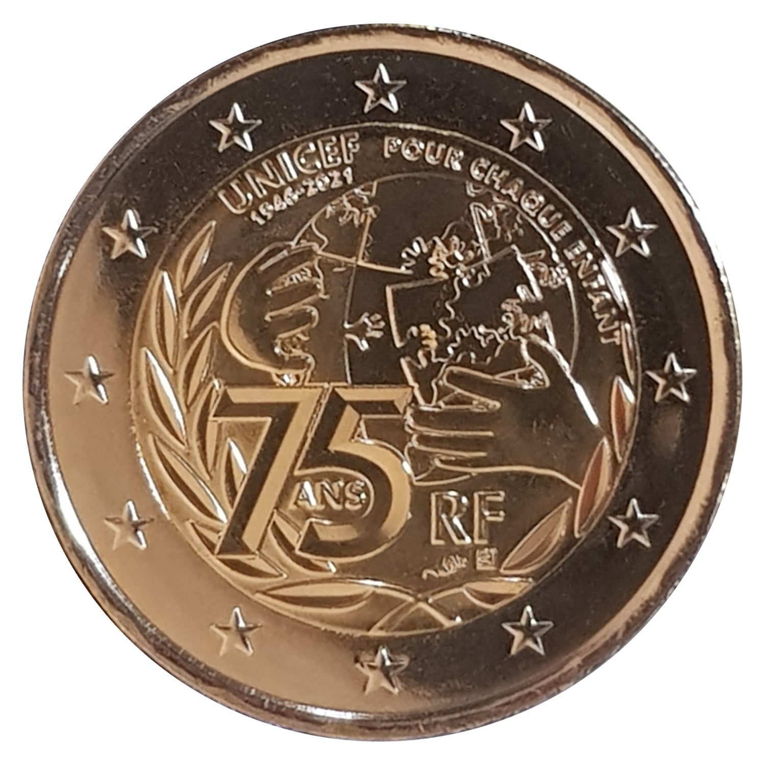 2 Euro Münze Frankreich 2021 UNICEF Sondermünze UNC