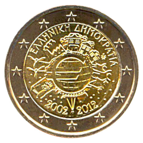 2 Euro Münze Griechenland 2012 10 Jahre Euro-Bargeld Sondermünze UNC