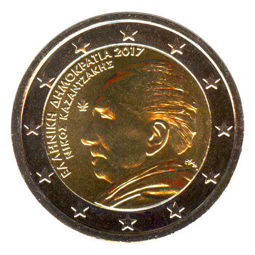 Moneta da 2 euro Grecia 2017 Nikos Kazantzakis Moneta commemorativa UNC