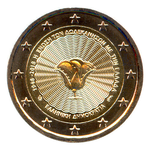 Moneta da 2 euro Grecia 2018 Dodecaneso Moneta commemorativa UNC