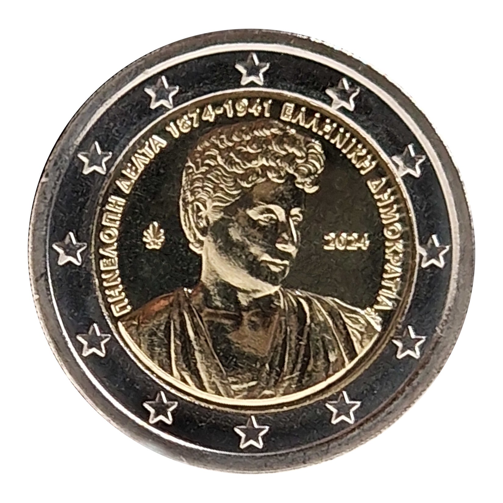 Moneta da 2 euro Grecia 2024 Penelope Delta Moneta commemorativa UNC