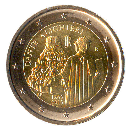 Moneta da 2 euro Italia 2015 Dante Alighieri Moneta commemorativa UNC