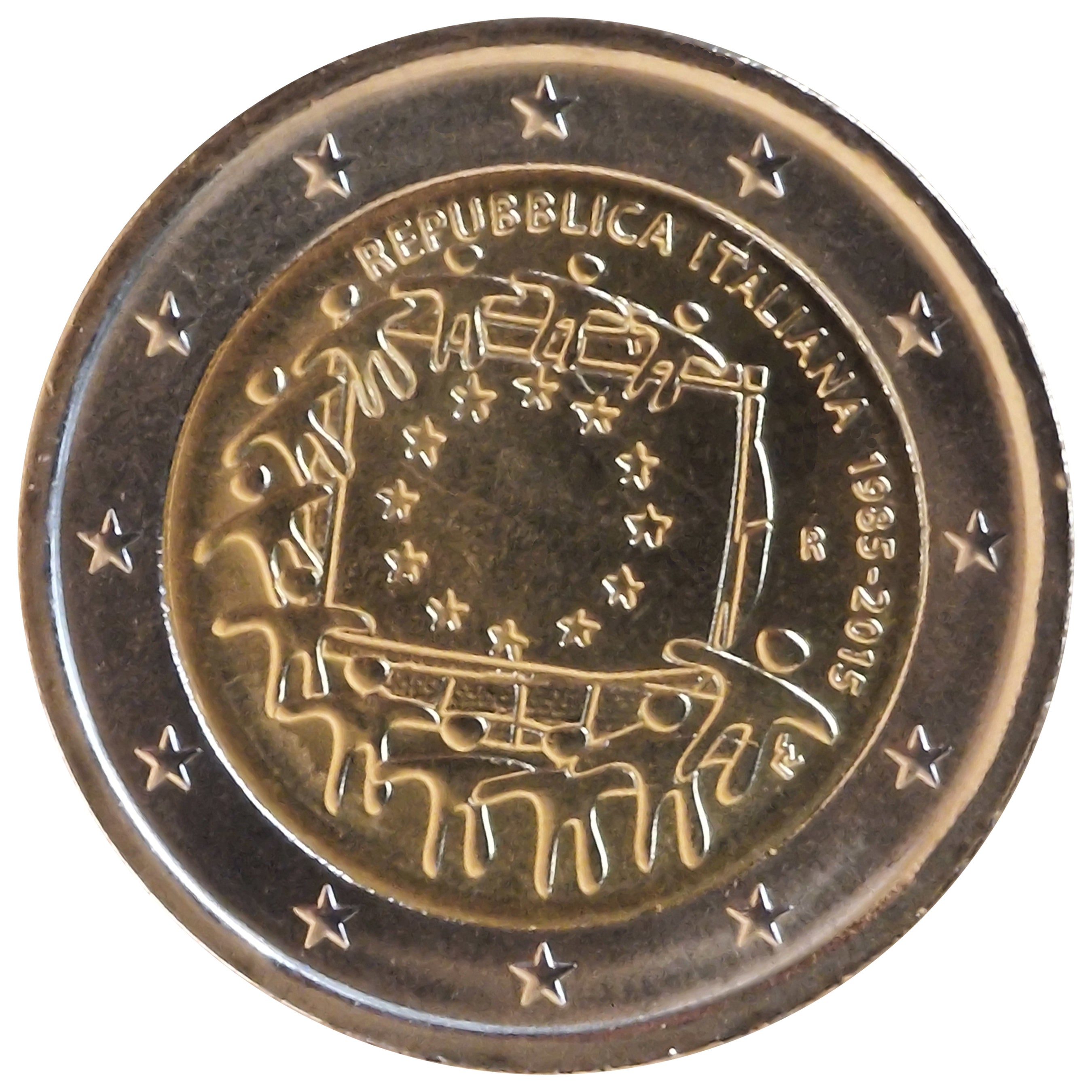 2 Euro Münze Italien 2015 EU-Flagge Sondermünze UNC