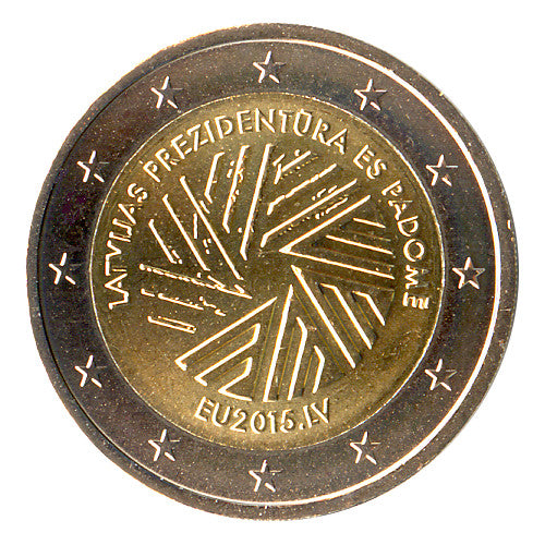 2 Euro Münze Lettland 2015 EU-Ratspräsidentschaft Sondermünze UNC