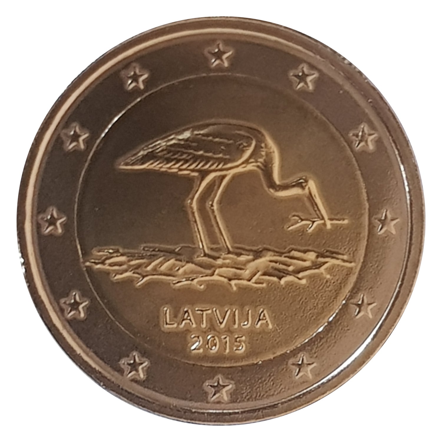 2 Euro Münze Lettland 2015 Storch Sondermünze UNC