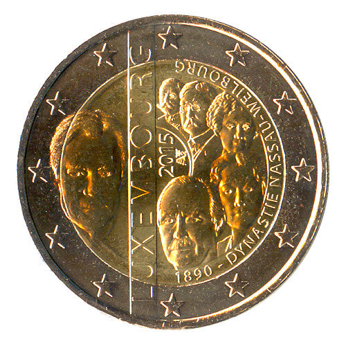 Moneta da 2 euro Lussemburgo 2015 Dinastia Nassau-Weilburg Moneta Commemorativa UNC
