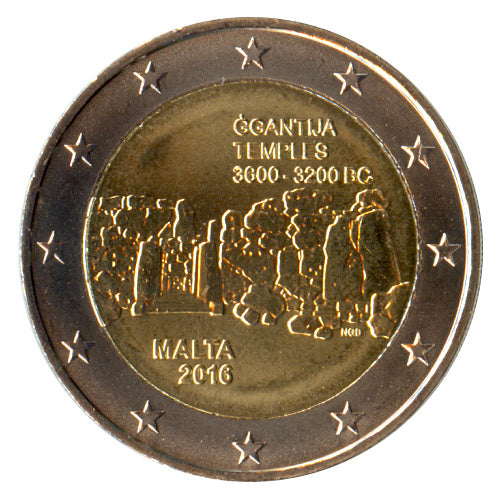 Moneta da 2 euro Malta 2016 Templi di Ġgantija Moneta Commemorativa UNC