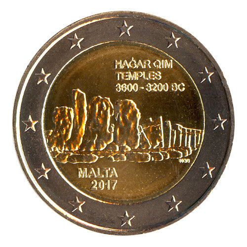 Moneta da 2 euro Malta 2017 Templi di Hagar Qim Moneta Commemorativa UNC
