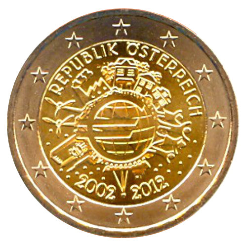 2 Euro Münze Österreich 2012 10 Jahre Euro-Bargeld Sondermünze UNC