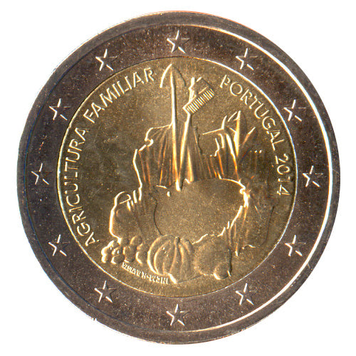 2 Euro Münze Portugal 2014 Familienbetriebene Landwirtschaft Sondermünze UNC