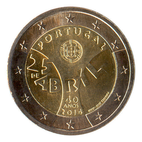 2 Euro Münze Portugal 2014 Nelkenrevolution Sondermünze UNC