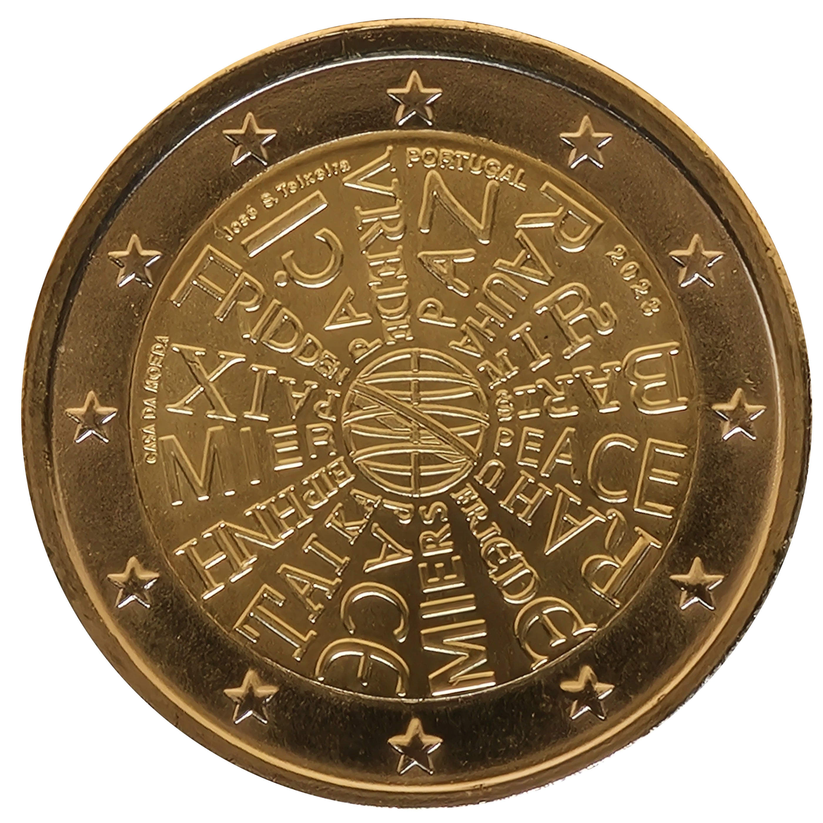 Moneta da 2 Euro Portogallo 2023 Pace Moneta Commemorativa UNC