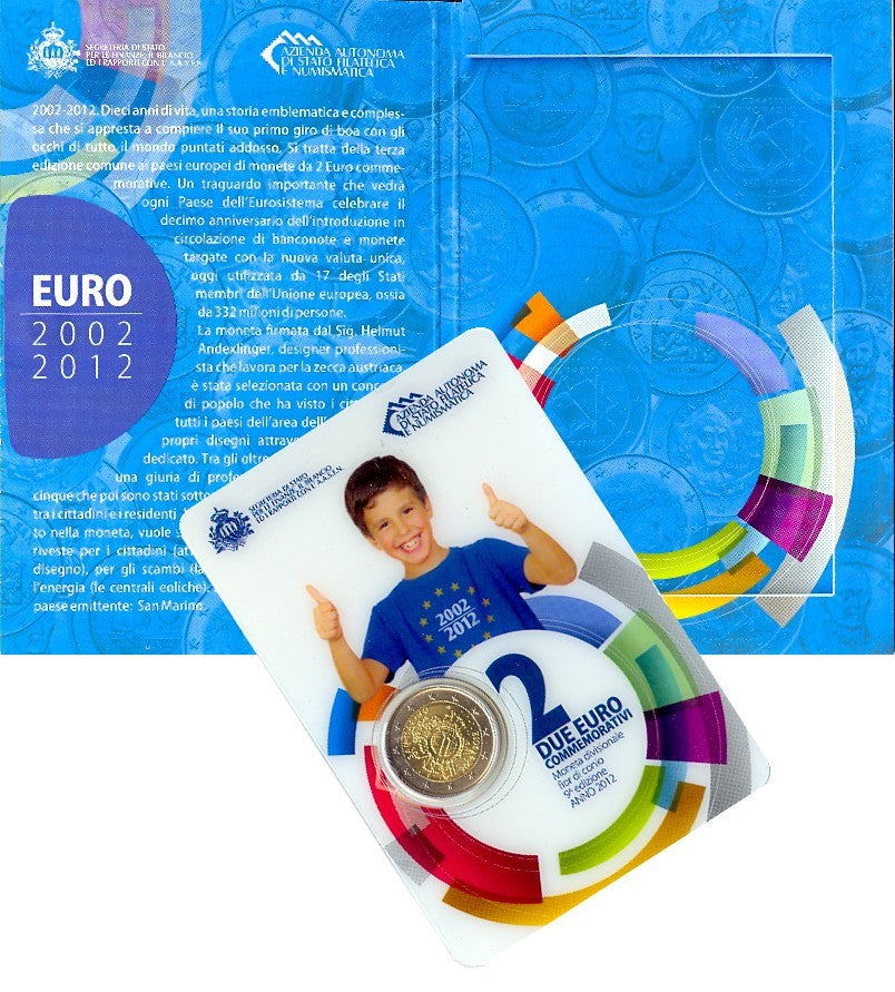2 Euro Münze San Marino 2012 10 Jahre Euro-Bargeld Sondermünze FDC
