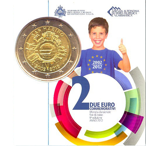 2 Euro Münze San Marino 2012 10 Jahre Euro-Bargeld Sondermünze FDC