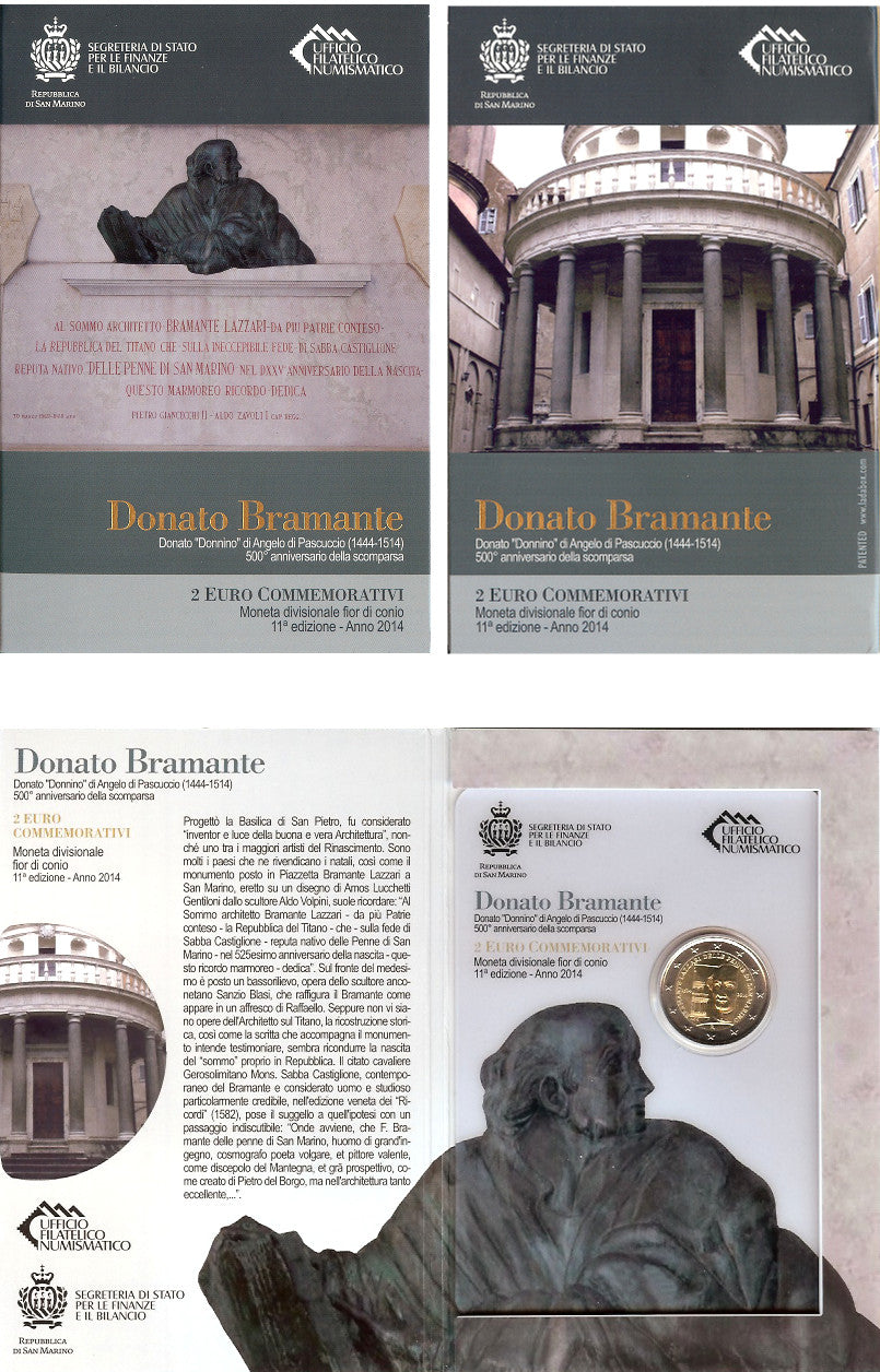 2 Euro Münze San Marino 2014 Bramante Sondermünze FDC
