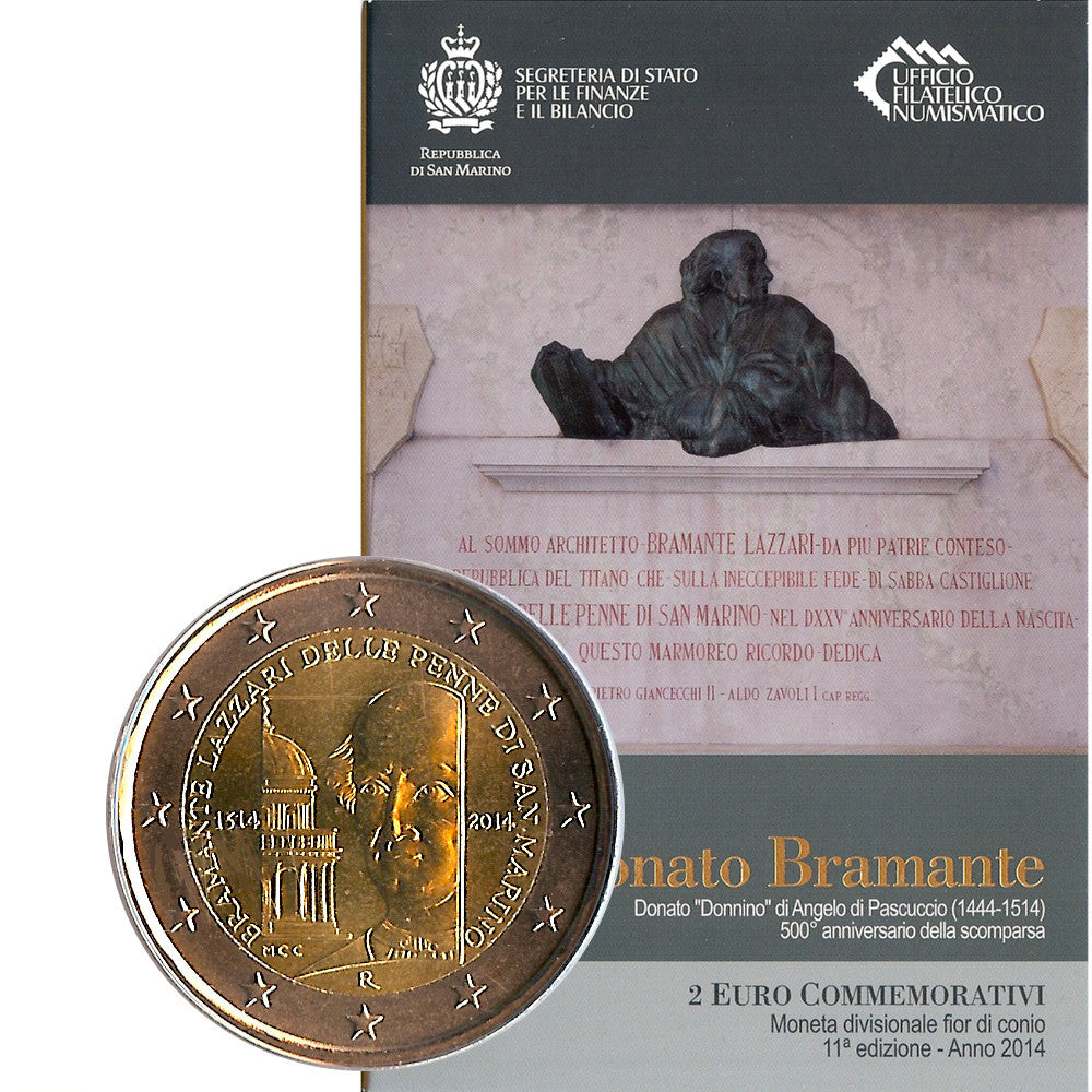 2 Euro Münze San Marino 2014 Bramante Sondermünze FDC