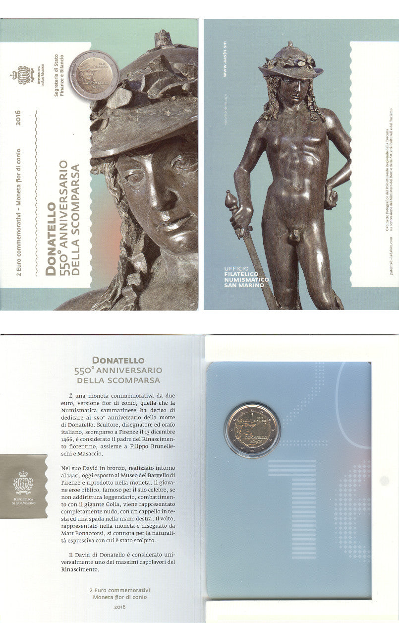 2 Euro Münze San Marino 2016 Donatello Sondermünze FDC