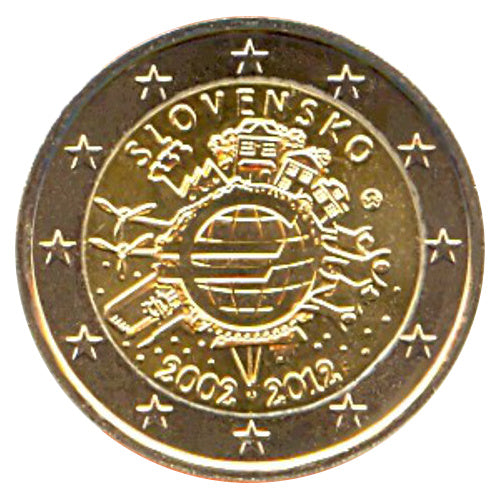 2 Euro Münze Slowakei 2012 10 Jahre Euro-Bargeld Sondermünze UNC