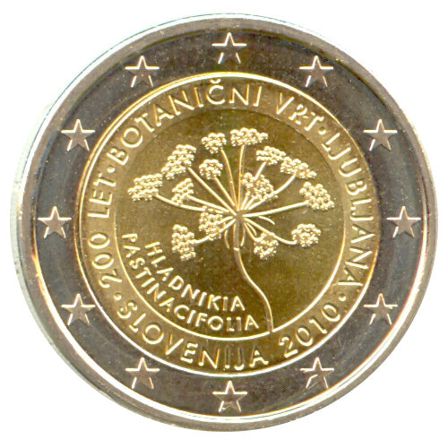 Moneta da 2 Euro Slovenia 2010 Giardino Botanico Moneta Commemorativa UNC