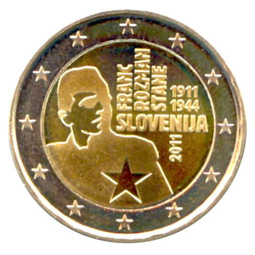 Moneta da 2 Euro Slovenia 2011 Franc Rozman-Stane Moneta Commemorativa UNC