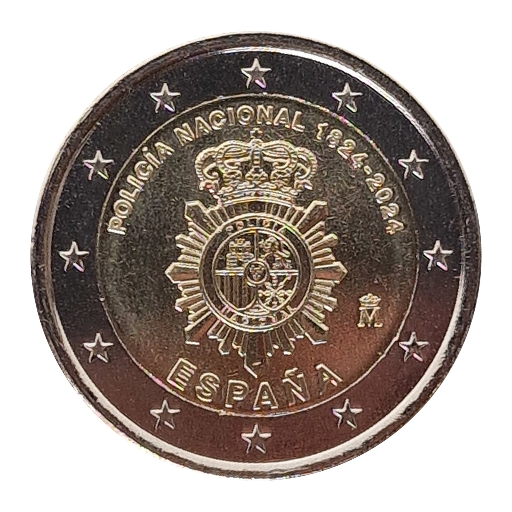 Moneta da 2 Euro Spagna 2024 Polizia Nazionale Moneta Commemorativa UNC