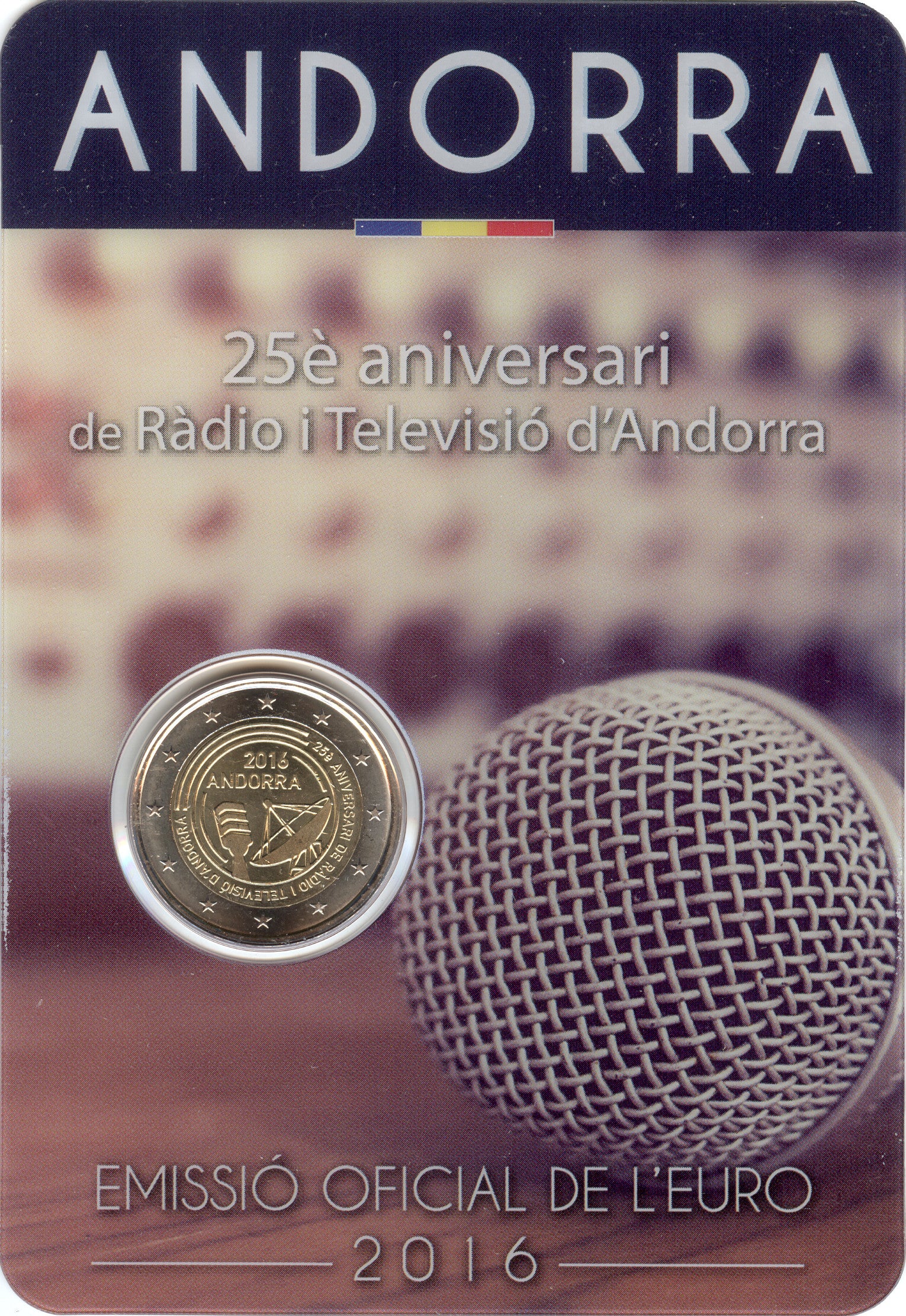 Moneta da 2 euro Andorra 2016 Radiodiffusione Moneta commemorativa UNC