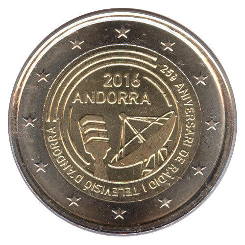 Moneta da 2 euro Andorra 2016 Radiodiffusione Moneta commemorativa UNC