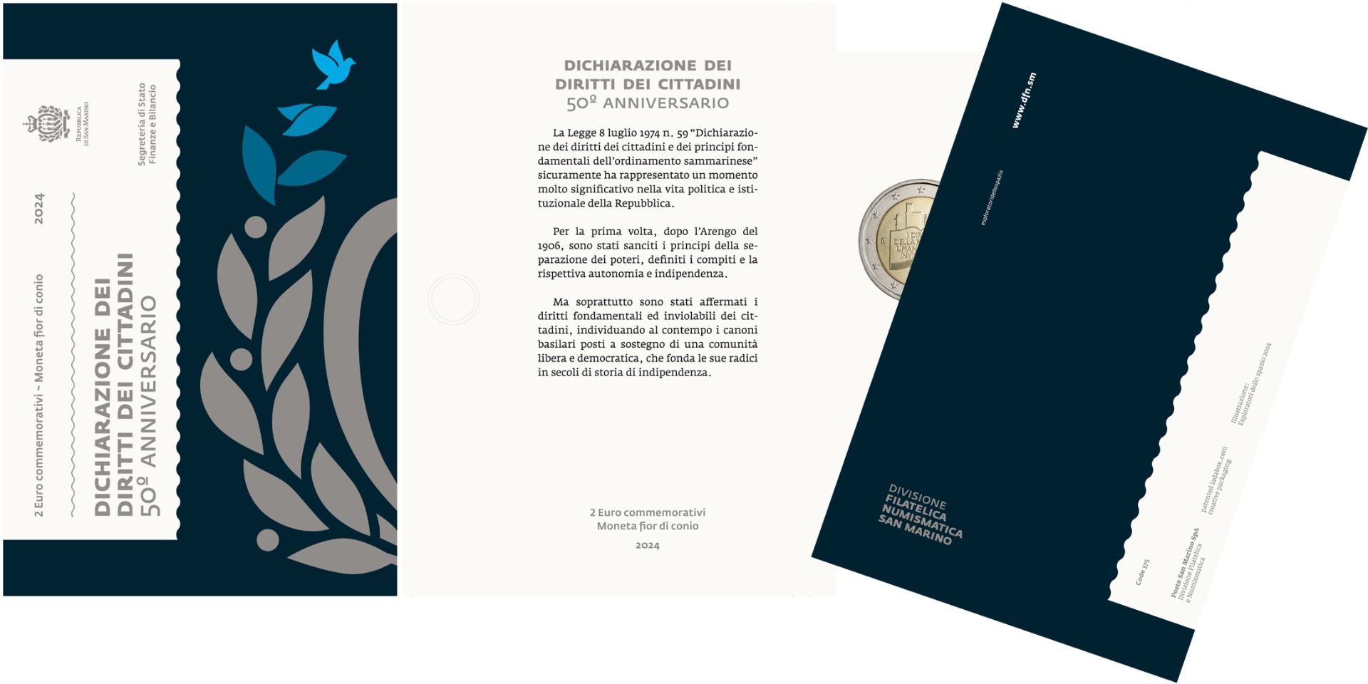 2 Euro Münze San Marino 2024 Bürgerrechte Sondermünze FDC