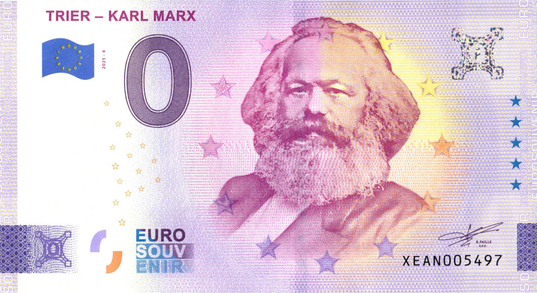 0 Euro Schein Karl Marx · Trier Deutschland · Souvenir o Null € Banknote