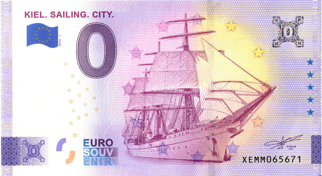 Banconota da 0 euro Kiel. Vela. Città · Germania · Souvenir o zero € Biglietto